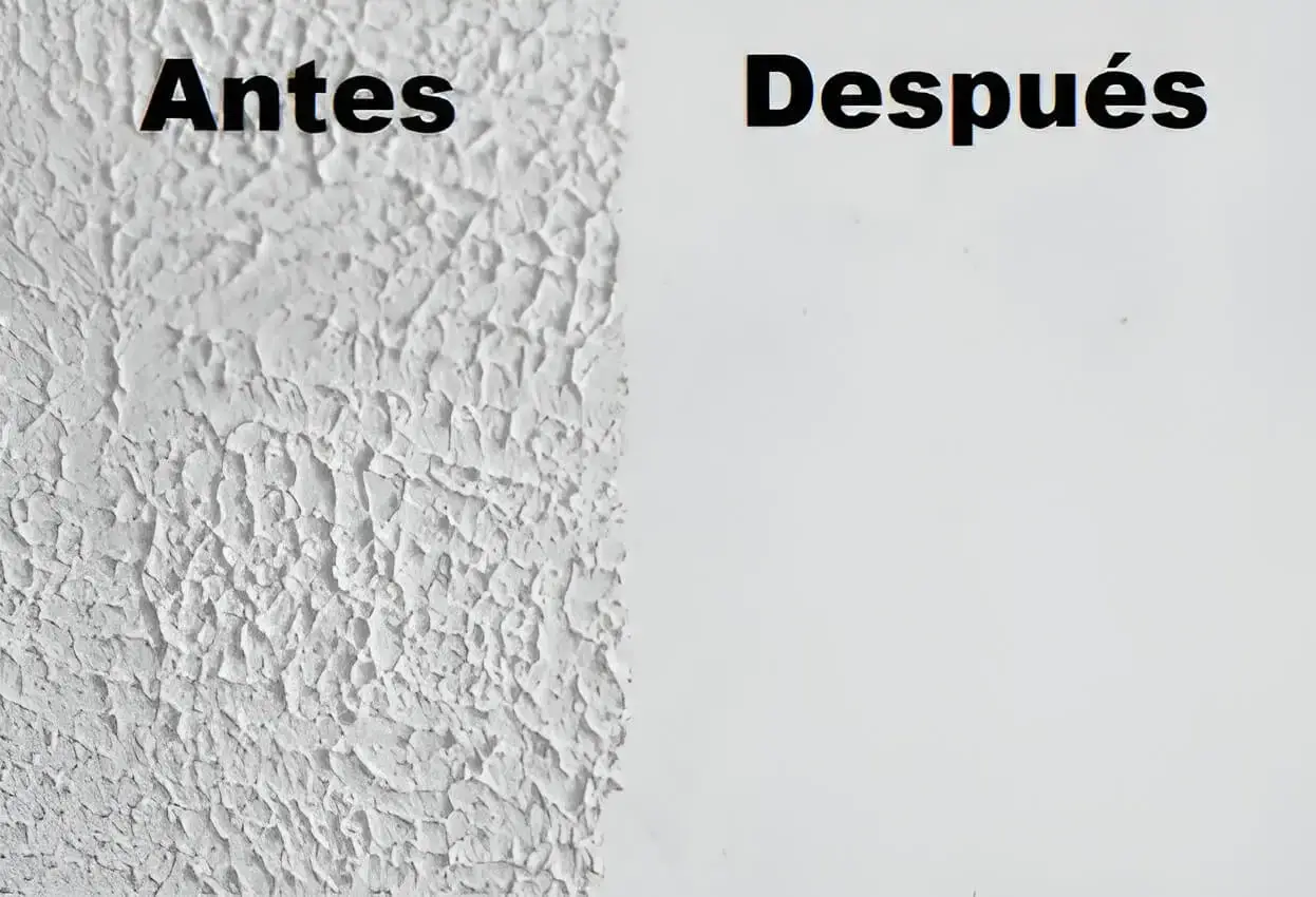 Antes y después de quitar gotelé en pared, trabajo de Los Pintores Marbella